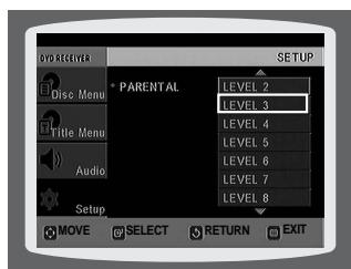 SAMSUNG HTQ45T-XAC - Setting Parental Controls (Rating Level) - 4