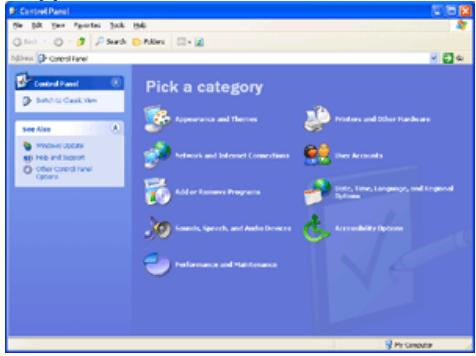 Control Panel Show Edit View Favorites Tools Help Search Favorites Control Panel Switch to Control Panel Save Also Windows Update Help and Support Other Control Panel Options Pick a category Appearance and Themes Networks and Internet Connections Add or Remove Programs Speech, Speech, and Audio Devices Performance and Maintenance Printers and Other Hardware User Accounts Audio, Timer, Language, and English Systems Accessibility Options Pr Content