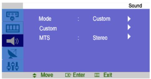 Sound Mode : Custom Custom MTS : Stereo Move Enter Exit