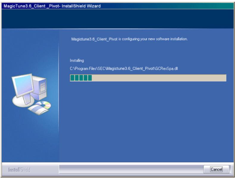 MagicTune3.6_Client_Pivot- InstallShield Wizard MagicTune3.6_Client_Pivot is configuring your new software installation. Installing C:\Program Files\SEC\Magictune3.6_Client_Pivot\GCResSpa.dll InstallShield Cancel