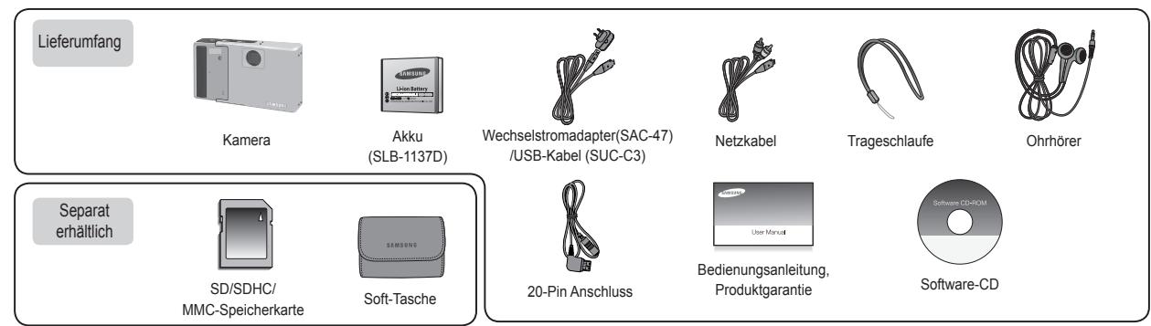 SAMSUNG I80 - Identification der Funktionen / Lieferumfang der Kamera - 3