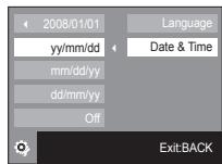 SAMSUNG SASMUNG NV24 HD - ■ Setting up the date, time and date type - 1