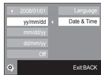 SAMSUNG SASMUNG NV24 HD - ■ Paramétrage de la date, de l'heure et du type de date - 1