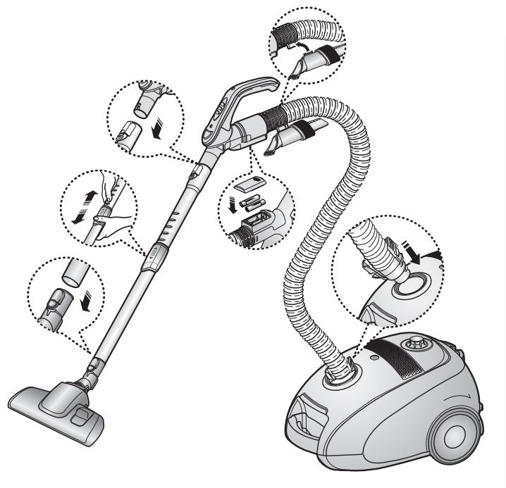 SAMSUNG SC-61E0, SC6780 - assembling the cleaner - 1