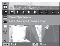Photo Style Selector Set a photo style to evoke a mood. MENU Back Move