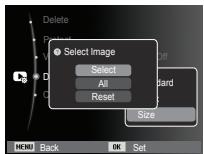 Delete Select Image Select All Reset Size MENU Back OK Set