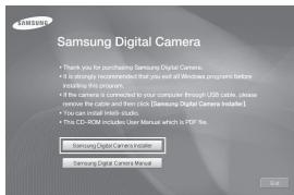 Samsung Digital Camera • Thank you to purchasing Samsung Digital Camera. • It is therefore recommended that you exit all Windows programs before installing this program. • If the camera is connected to your computer through USB cable, please remove the cable and then click [Samsung Digital Camera Installer]. • You can use email address. • This CD-ROM includes User Manual which is PDF file. Samsung Digital Camera Import Samsung Digital Camera Manual OK