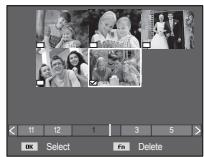 Screenshot of a photo editing interface with multiple grayscale group photos and control buttons at the bottom.