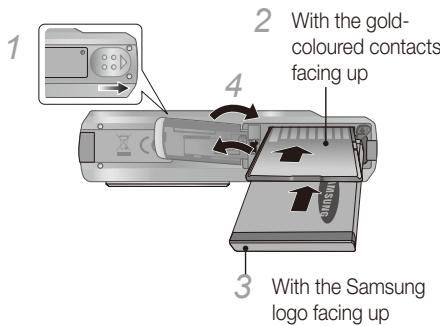 SAMSUNG ES55-GREY - Inserting the battery and memory card - 2