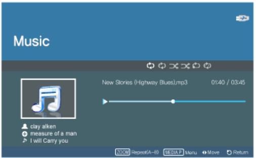 SAMSUNG SP-P410 - Menu displayed when playing music. - 1