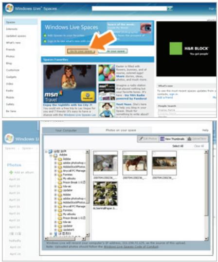 SAMSUNG SPF-85V - Checking Windows Live Space and Uploading Photos - 2