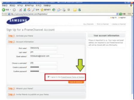 SAMSUNG SPF-85V - Setting up the FrameChannel - 4