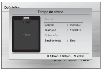 SAMSUNG HT-D455 - Definir o Tempo de atraso das colunas - 1