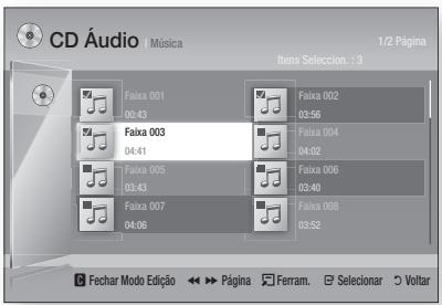 CD Áudio | Música 1/2 Página Items Selecion. : 3 Faixa 001 00:43 Faixa 002 03:56 Faixa 003 04:41 Faixa 004 04:02 Faixa 005 03:43 Faixa 006 03:40 Faixa 007 04:06 Faixa 008 03:52 Fechar Modo Edição ↔ Página Ferram. Seiclonar Voltar