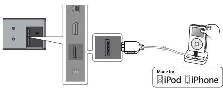 SAMSUNG HT-D7200B - Conexión de un iPod/iPhone utilizing la base de acoplimiento - 1