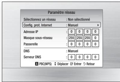 SAMSUNG HT-C5800 - Configuration de la connexion au réseau sans fil - manuelle - 1