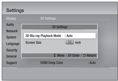SAMSUNG HT-D5330 - 3D Settings - 1