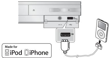 SAMSUNG HT-D5330 - Connexion d'un ipod/iphone à l'aide d'un câble USB - 1