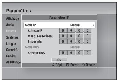 SAMSUNG HT-D5330 - Configuration de la connexion réseau sans fil - manuelle - 1