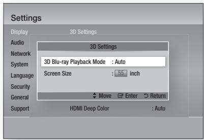SAMSUNG HT-D5350 - 3D Settings - 1