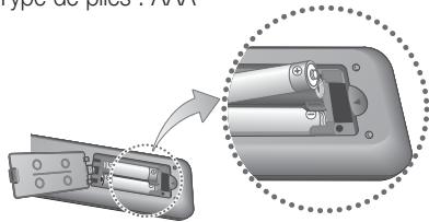SAMSUNG HT-D5350 - Insertion des piles dans la télécommande - 1