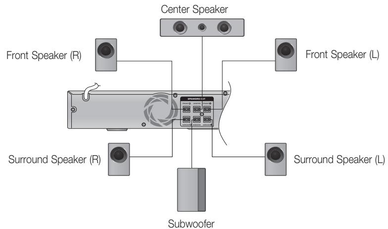 SAMSUNG HT-D555 - Connecting The Speakers - 2