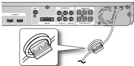 SAMSUNG HT-D6750W - Ligar o núcleo de ferrite toroidal ao cabo de alimentacao da unidade principal - 1