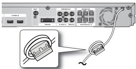 SAMSUNG HT-D6750W - Fixation du noyau torique en ferrite au cordon d'alimentation de l'unité principale. - 1
