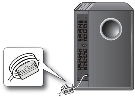 SAMSUNG HT-D450 - ATTACHING THE TOROIDAL FERRITE CORE TO THE POWER CORD OF THE SUBWOOFER - 1