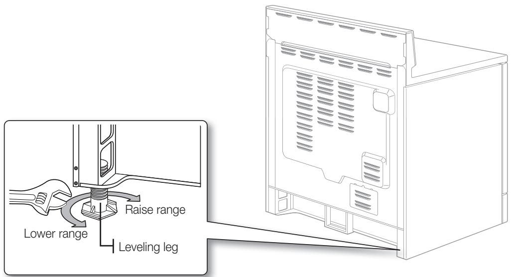 Lower range Raise range Leveling leg