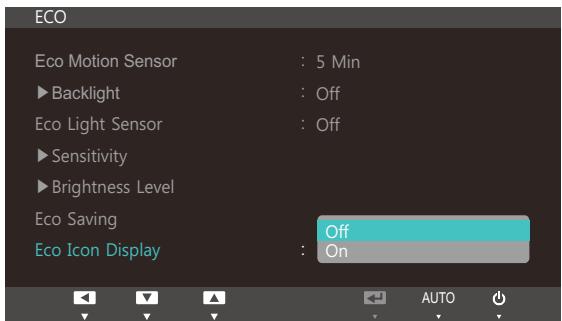 SAMSUNG SYNCMASTER S24A850DW - Configuring Eco Icon Display - 1
