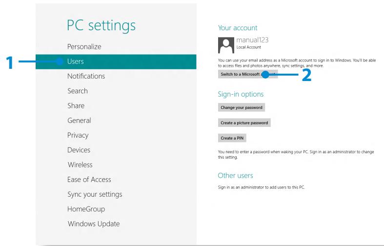 SAMSUNG XE500T1C - Configuring your Microsoft Account - 1