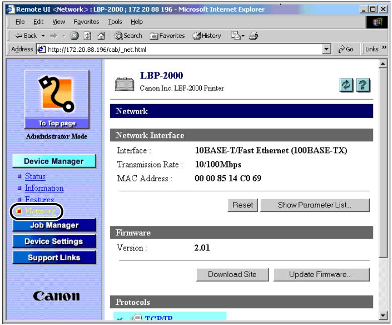 CANON EB-65 - Under Device Manager at the left side of the window, select Network. - 1