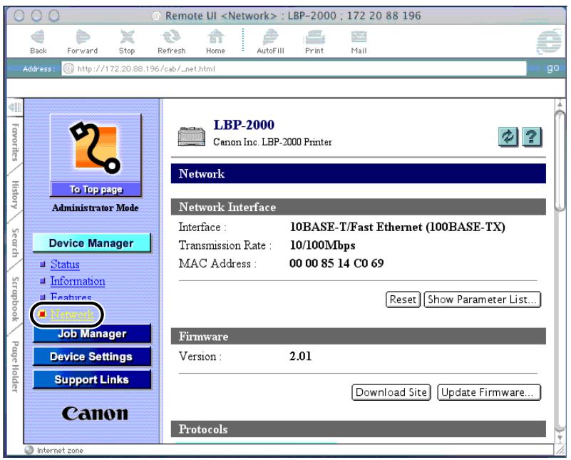 CANON EB-65 - Under Device Manager on the left side of the screen, click Network. - 1