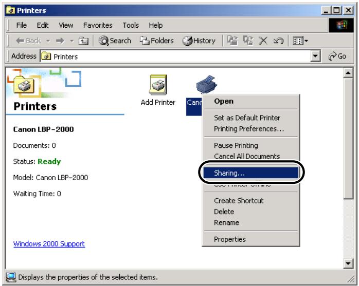 CANON EB-65 - In the Printer Driver Properties dialog box, display the Sharing sheet. - 1