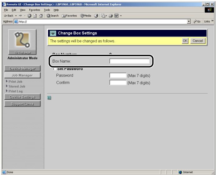 CANON REMOTE - Enter the box name in [Box Name]. - 1