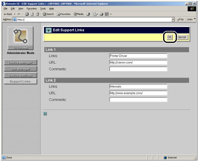 CANON REMOTE - Clicking [OK] after changing links saves the changed settings. - 1