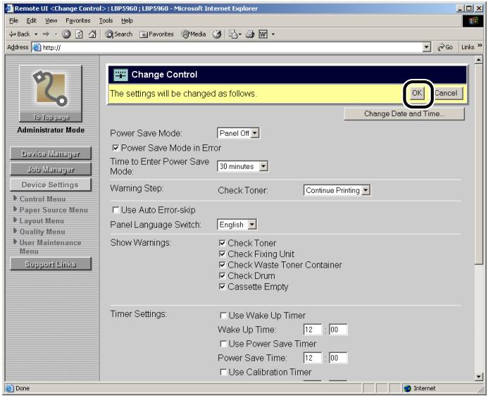 CANON REMOTE - After changing the device settings, click [OK]. - 1