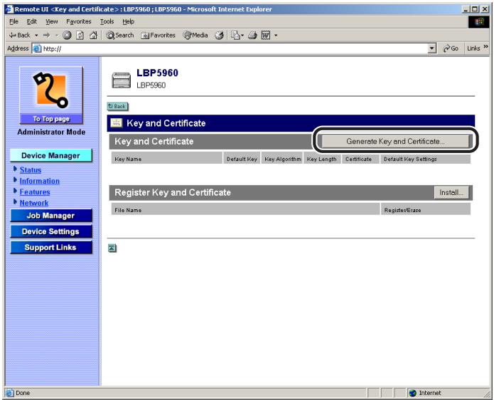 CANON REMOTE - Click [Generate Key and Certificate]. - 1
