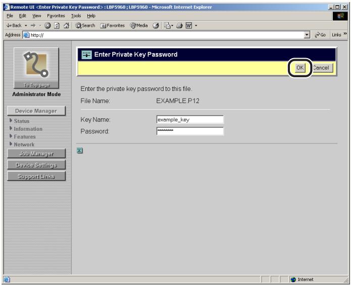 CANON REMOTE - Clicking [OK] starts to register the key and its certificate. - 1