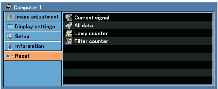 CANON LV-X7 - ⑧ Menu Descriptions &amp; Functions [Reset] - 1