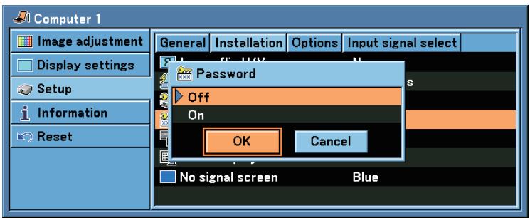 CANON LV-X7 - To disable the Password function: - 1