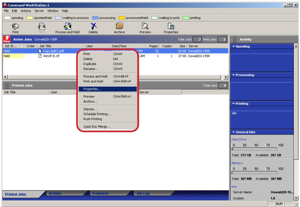 CANON T1 - Right-click the job that you want to change print option, and then select Properties. - 1