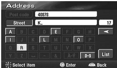 ALPINE NVD-V004 - Searching for a destination from its post code - 3