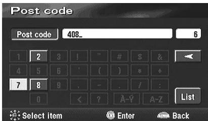 ALPINE NVD-V004 - Searching for a destination from its post code - 1