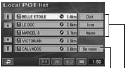 ALPINE NVD-Z001 - The list of the Local POIs appears. - 1