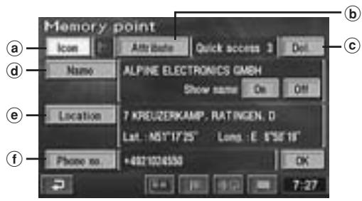 ALPINE NVD-Z001 - Editing the memory points - 2