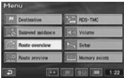 ALPINE NVD-Z001 - Select "Route overview" from the main menu by tilting the joystick and press ENTER. - 1