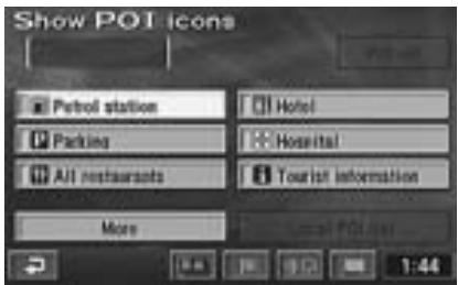 ALPINE NVD-Z001 - The show POI icons screen is displayed. Select a desired POI icon by tilting the joystick and press ENTER. - 1
