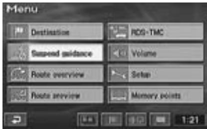ALPINE NVD-Z001 - To temporarily suspend the route guidance, select “Suspend guidance” in the main menu by tilting the joystick and press ENTER. - 1